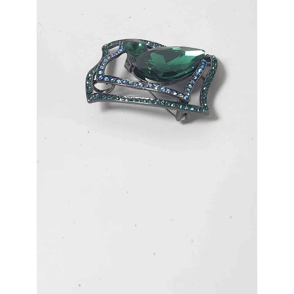 Art Deco Style Enamel Geometry Crystal Brooch/Pendant